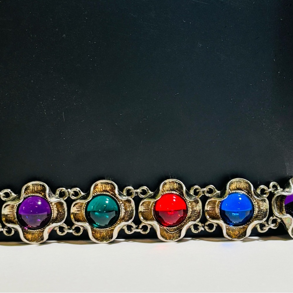 Multicolor Stone Silver Bracelet